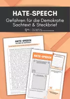 Vorschau - Arbeitsblätter - Hate Speech und Verrohung der Sprache - Infotext und Steckbrief (Gefahren für die Demokratie) - Deckblatt