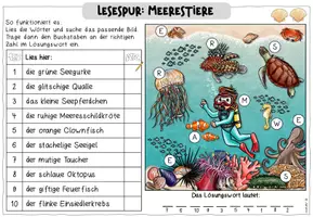 Vorschau - Arbeitsblätter - Meerestiere – Mini Lesespur | Leseförderung Klasse 1–2 (3-fach differenziert) - Seite 3