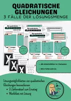 Vorschau - Arbeitsblätter - Quadratische Gleichungen: 3 Fälle Lösungsmenge - Deckblatt