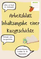 Vorschau - Arbeitsblätter - Inhaltsangabe einer Kurzgeschichte - Deckblatt
