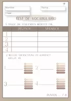 Vorschau - Test - Sammlung Vokabeltests Spanisch - digital beschreibbar - dreifach differenziert. Sofort einsetzbar: Öffnen ➡️ zu übersetzende Wörter eintippen ➡️ ausdrucken. - Seite 1