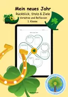 Vorschau - Unterrichtsreihen - 🍀Mein Jahr 2025 | Rückblick, Stolz & Ziele für 2026 | 3. - 4. Klasse | Vorsätze und Reflexion - Deckblatt