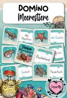 Vorschau - Arbeitsblätter - Meerestiere – Domino | Lesespiel & Zuordnungsspiel für die Grundschule - Deckblatt