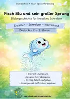 Vorschau - Mal- und Bastelvorlagen - Bildergeschichte für kreatives Schreiben - Fisch Blu und sein großer Sprung - Deckblatt