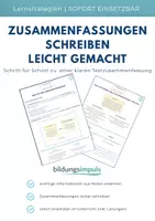 Vorschau - Arbeitsblätter - Lernstrategien: Zusammenfassungen schreiben - einfach erklärt mit Übungen und Lösungen - Deckblatt