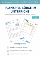 Vorschau - Arbeitsblätter - Börse im Unterricht – Planspiel zur Simulation von Aktienhandel (inkl. Material & Anleitung, Kl. 8-10) - Deckblatt
