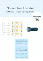 Vorschau - Spiele - Nomen Leuchtwörter ein Material, verschiedene Aufgaben - Deckblatt