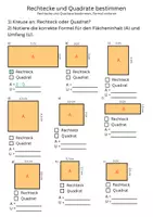 Vorschau - Arbeitsblätter - Flächeninhalt & Umfang (Rechteck/Quadrat) – Übungen & Arbeitsblätter | Formeln nutzen und einsetzen | inkl. Lösungen - Seite 1