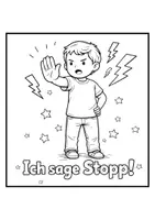 Vorschau - Arbeitsblätter - 🛑 Ausmalbild „Ich sage Stopp!“ – Grenzen setzen lernen 💬 - Deckblatt