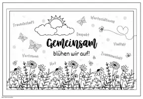 Vorschau - Mal- und Bastelvorlagen - Gemeinsam blühen wir auf 🌸 – Gemeinschaftsbild zum Ausmalen (20 Teile) | Klassenprojekt & soziales Lernen - Seite 2