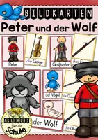 Vorschau - Bildkarten - Peter und der Wolf: Bildkarten Hauptfiguren, Instrumente und Handlung - Deckblatt