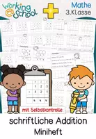 Vorschau - Arbeitsblätter - Schriftliche Addition Klasse 3 | Zahlenraum 1000 | schriftliches Rechnen Miniheft - Deckblatt