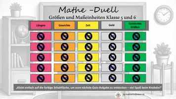 Vorschau - Arbeitsblätter - Mathe-Duell: Größen & Maßeinheiten (Klasse 5/6) Interaktives Quizspiel mit Punktesystem | Längen, Gewichte, Zeit, Geld & gemischte Größen - Seite 1