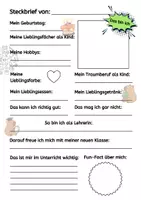 Vorschau - Anderer Materialtyp - Steckbrief 5. Klasse (Übergang Grundschule/Sek 1) - Seite 1