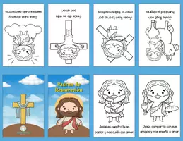 Vista previa - Manualidades / Dibujos para colorear - Mini Libro Armable de Pascua de Resurreción + Editable - Portada