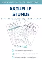 Vorschau - Arbeitsblätter - Sollten Hausaufgaben abgeschafft werden? – Debatteneinheit mit Lösungen - Deckblatt