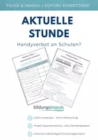 Vorschau - Arbeitsblätter - Handyverbot an Schulen? – Debatteneinheit mit Lösungen - Deckblatt