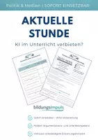 Vorschau - Arbeitsblätter - KI im Unterricht verbieten? – Debatteneinheit mit Lösungen - Deckblatt
