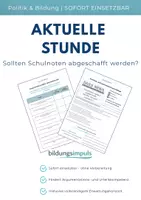 Vorschau - Arbeitsblätter - Sollten Schulnoten abgeschafft werden? – Debatteneinheit mit Lösungen - Deckblatt