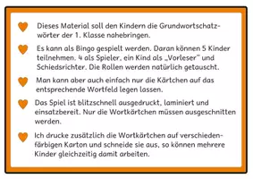 Vorschau - Spiele - Lesebingo Grundwortschatz 1 für die 1. Klasse - Seite 1