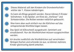 Vorschau - Spiele - Lesebingo Grundwortschatz 5 für die 1. Klasse - Seite 1
