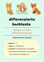 Vorschau - Stundenentwürfe - differenzierte Sachtexte - ein Unterrichtsentwurf - Deckblatt