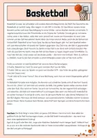 Vorschau - Arbeitsblätter - Basketball - Lesetext mit Fragen, Lösung, Bilder - Seite 1