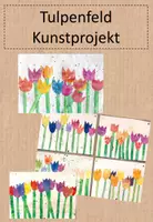 Vorschau - Mal- und Bastelvorlagen - Tulpenfeld, Kunst im Frühling - Deckblatt