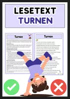 Vorschau - Arbeitsblätter - Turnen - Lesetext mit Fragen, Lösung, Bilder - Deckblatt