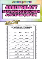 Vorschau - Arbeitsblätter - Reaktionsgleichungen ausgleichen mittel (Klasse 8–10) – Chemie Arbeitsblatt Übungen - Deckblatt