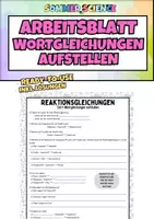 Vorschau - Arbeitsblätter - Wortgleichungen Chemie Arbeitsblatt (Klasse 7–9) – Edukte und Produkte verstehen - Deckblatt
