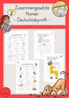 Vorschau - Arbeitsblätter - zusammengesetzte Nomen Deutschlabyrinth - Deckblatt