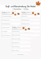 Vorschau - Arbeitsblätter - Groß- und Kleinschreibung: Der Herbst (3 Arbeitsblätter) - Deckblatt