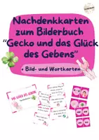 Vorschau - Poster - Nachdenkkarten zum Bilderbuch "Gecko und das Glück des Gebens" - Deckblatt