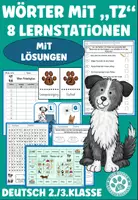 Vorschau - Arbeitsblätter - Wörter mit tz Lernstationen Deutsch 2. Klasse 3. Klasse - Deckblatt