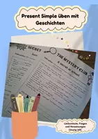 Vorschau - Arbeitsblätter - Present Simple üben mit Geschichten / Klasse 5-6 - Deckblatt