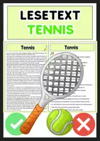 Vorschau - Arbeitsblätter - Tennis - Lesetext mit Fragen, Lösung, Bilder - Deckblatt