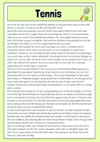 Vorschau - Arbeitsblätter - Tennis - Lesetext mit Fragen, Lösung, Bilder - Seite 1
