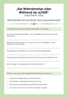 Vorschau - Arbeitsblätter - Arbeitsblatt zur Kurzgeschichte: "Der Wahnsinnstyp / Während sie schläft" - Inhaltsangabe & Deutung (Klasse 8-10) - Deckblatt