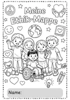 Vorschau - Mal- und Bastelvorlagen - Deckblatt zum Ausmalen für die Ethikmappe - Deckblatt