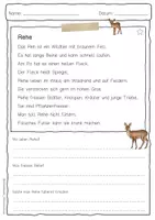 Vorschau - Arbeitsblätter - Sachtext Rehe - Seite 1