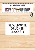 Vorschau - Unterrichtsreihen - Schriftlicher Unterrichtsentwurf - Hochdruck Segelboote - Klasse 4 - Deckblatt