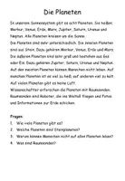 Vorschau - Stundenentwürfe - Das Weltall. Lesetexte, Sachtexte & Planeten-Quiz. Leseverständnis - Seite 3