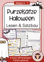 Vorschau - Unterrichtsreihen - Purzelsätze / Schüttelsätze Halloween – Satzbau üben (Klasse 1–4) - Deckblatt