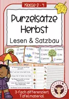 Vorschau - Unterrichtsreihen - Purzelsätze / Schüttelsätze Herbst – Satzbau üben (Klasse 1–4) - Deckblatt