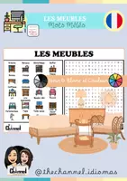 Vista previa - Hojas de trabajo - LES MEUBLES – Mots mêlés (20 mots) - Portada