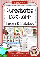 Vorschau - Unterrichtsreihen - Purzelsätze / Schüttelsätze "Das Jahr / Monate" – Satzbau üben (Klasse 1–4) - Deckblatt