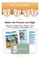 Vorschau - Unterrichtsreihen - Malen wie Vincent Van Gogh / Post-Impressionismus / Sternennacht (Kunst 7.-8. Klasse) - Deckblatt