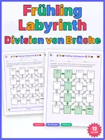 Vorschau - Arbeitsblätter - Bruchrechnen-Labyrinth: Division (Kl. 6-7) - Frühling - Deckblatt