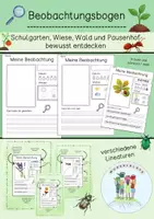 Vorschau - Arbeitsblätter - Beobachtungsbogen Natur / Schulgarten / Wiese / Wald / Entdecken - Deckblatt